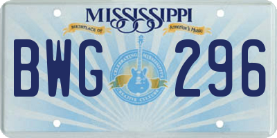 MS license plate BWG296