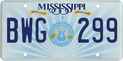 MS license plate BWG299