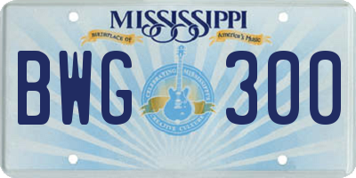 MS license plate BWG300