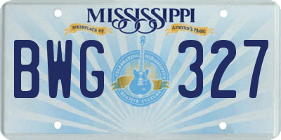 MS license plate BWG327
