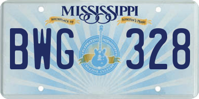 MS license plate BWG328