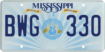MS license plate BWG330