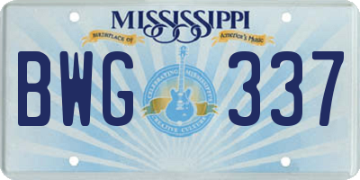 MS license plate BWG337