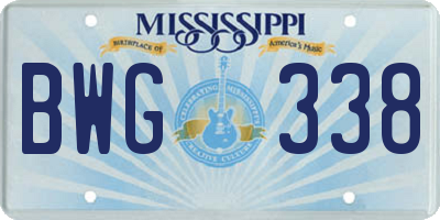 MS license plate BWG338