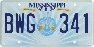 MS license plate BWG341