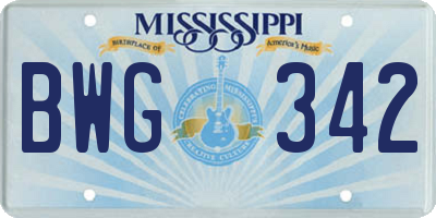MS license plate BWG342