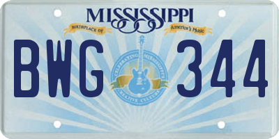MS license plate BWG344
