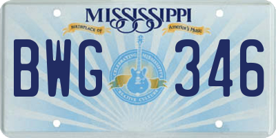 MS license plate BWG346