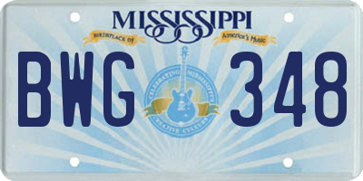 MS license plate BWG348