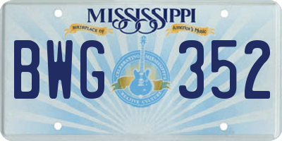 MS license plate BWG352