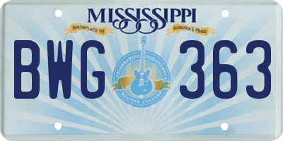 MS license plate BWG363