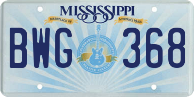 MS license plate BWG368