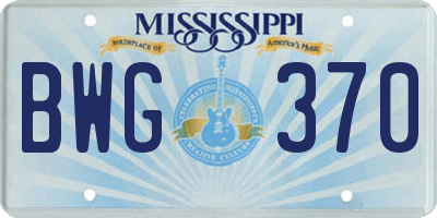 MS license plate BWG370