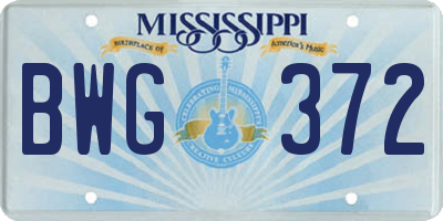 MS license plate BWG372