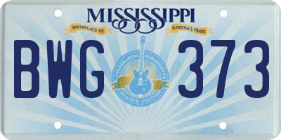MS license plate BWG373