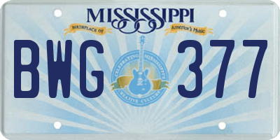 MS license plate BWG377