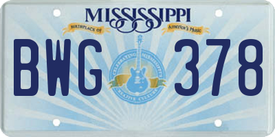 MS license plate BWG378