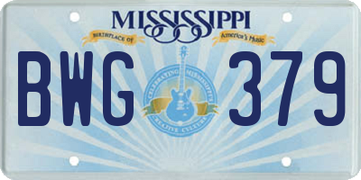 MS license plate BWG379