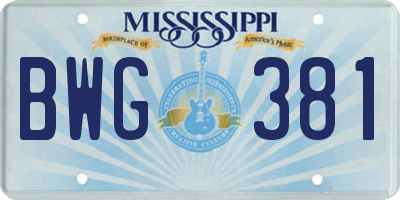 MS license plate BWG381