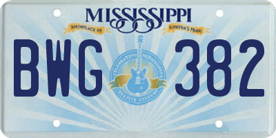 MS license plate BWG382