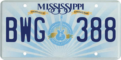 MS license plate BWG388
