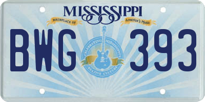 MS license plate BWG393