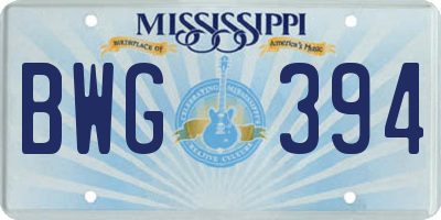 MS license plate BWG394