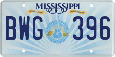 MS license plate BWG396
