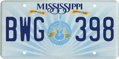 MS license plate BWG398