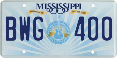 MS license plate BWG400