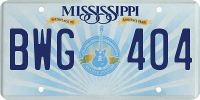 MS license plate BWG404