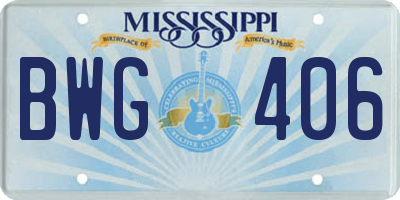 MS license plate BWG406