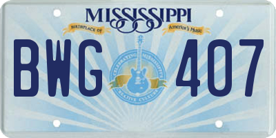MS license plate BWG407