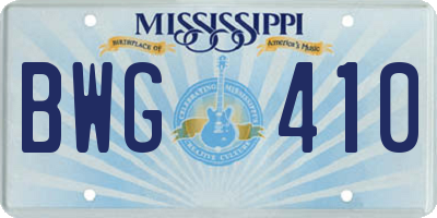 MS license plate BWG410