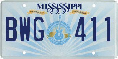 MS license plate BWG411