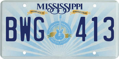 MS license plate BWG413