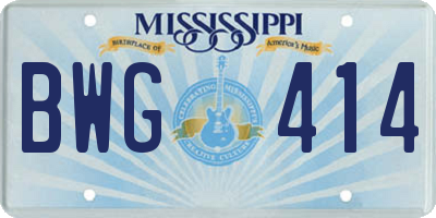 MS license plate BWG414