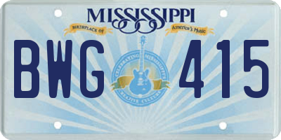 MS license plate BWG415