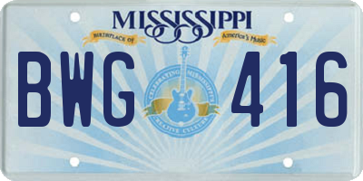 MS license plate BWG416