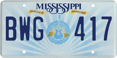 MS license plate BWG417
