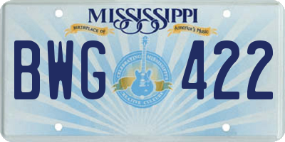 MS license plate BWG422