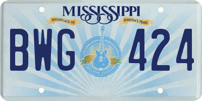 MS license plate BWG424