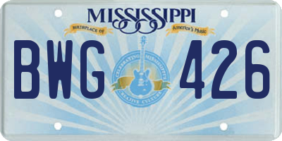 MS license plate BWG426