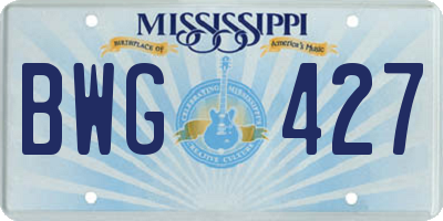 MS license plate BWG427