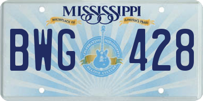 MS license plate BWG428