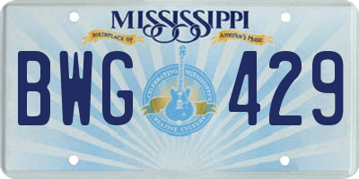 MS license plate BWG429