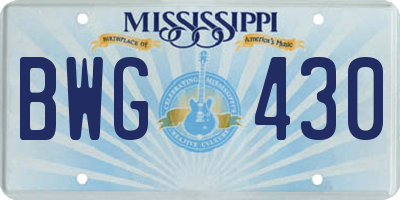 MS license plate BWG430