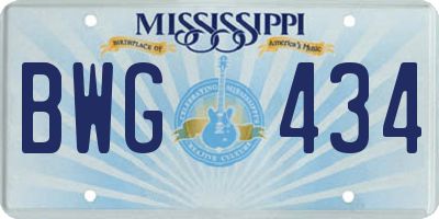 MS license plate BWG434
