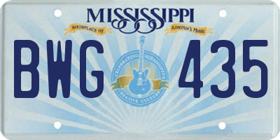 MS license plate BWG435