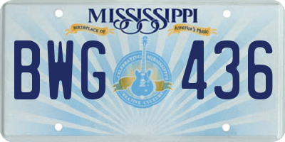 MS license plate BWG436